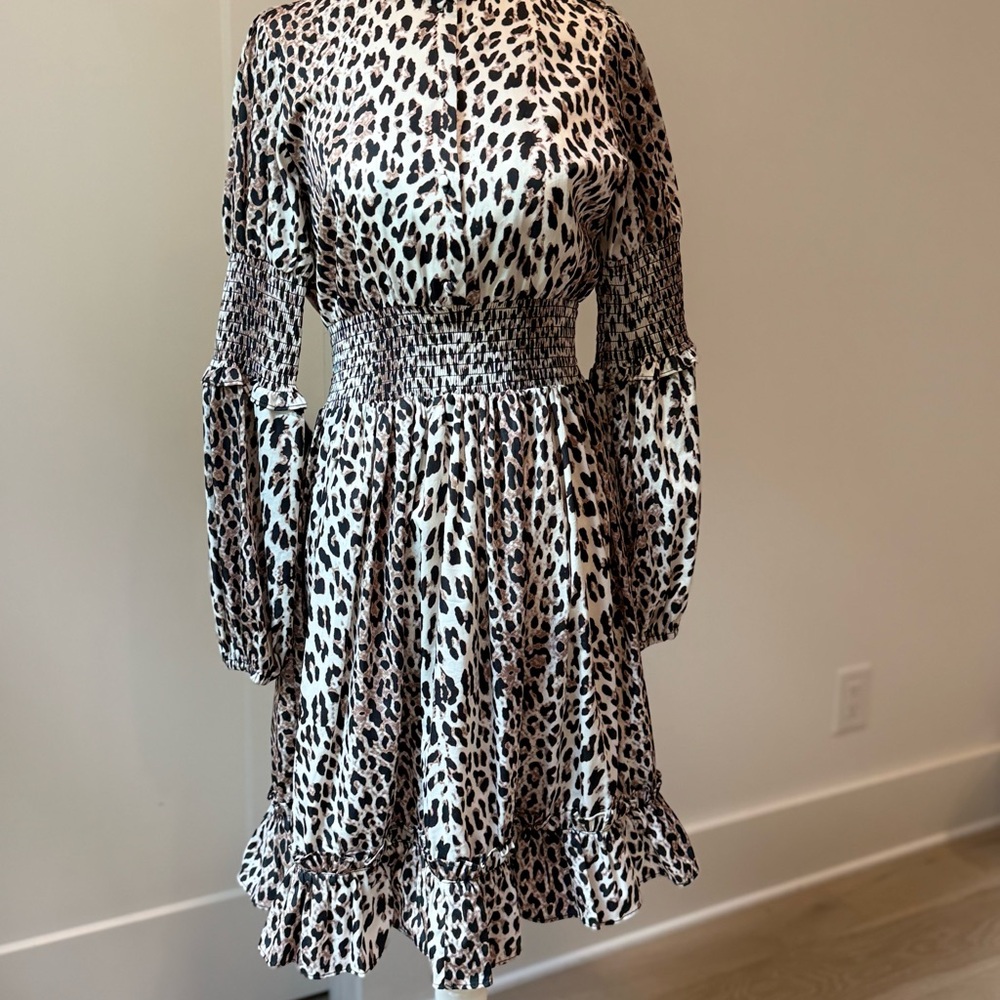 Leopard Print Smocked Dress